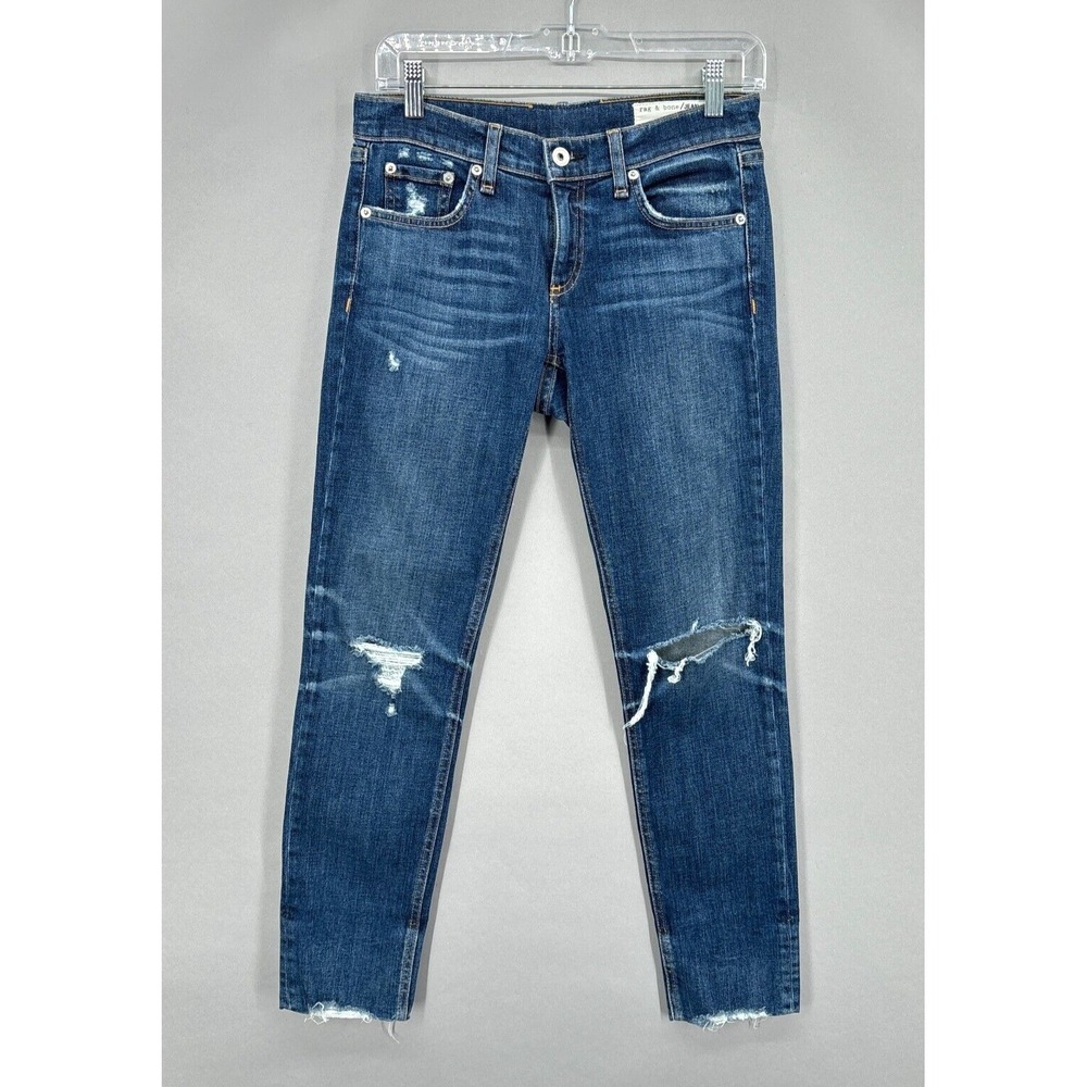 RAG & BONE Jeans Womens 25 Dre Capri Straight Frayed Raw Hem Medium Deville Wash